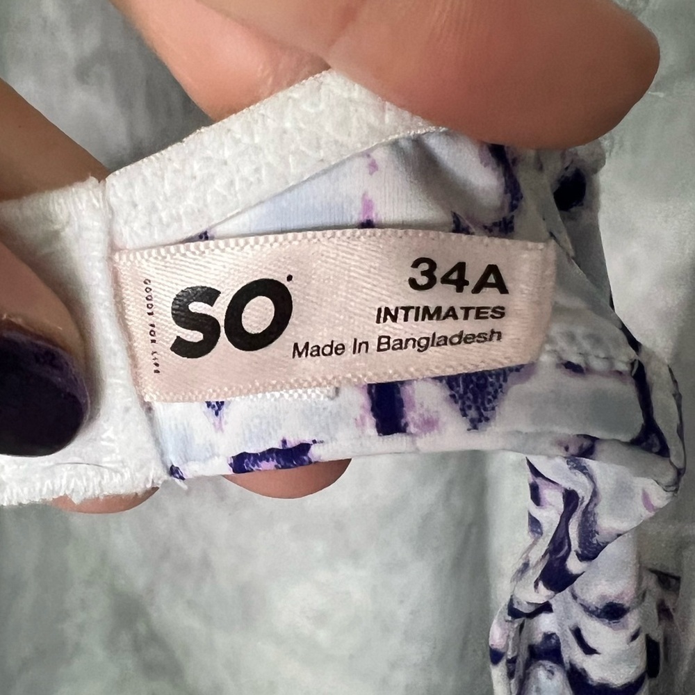 Junior’s SO Smooth Plunge Push-Up Tie-Dye Bra - Purple and White - 34A - Picture 8 of 11